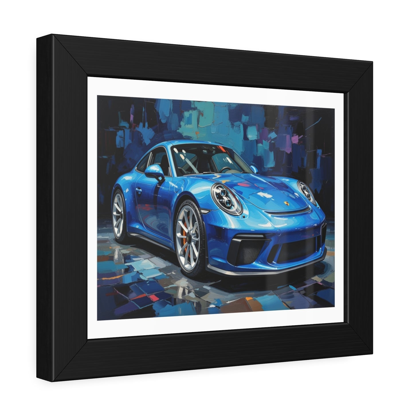 Blue Sports Car Framed Poster — Modern Automotive Wall Art