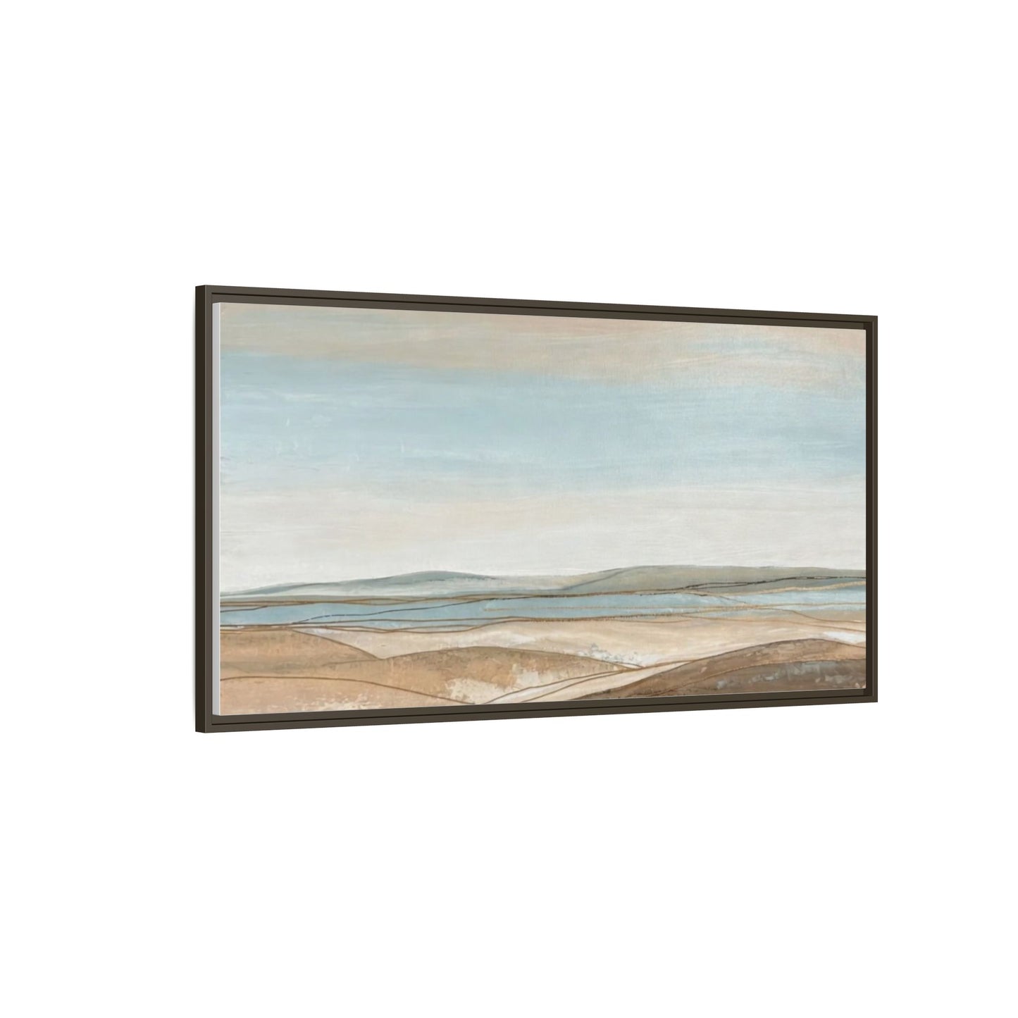 Framed Abstract Landscape Matte Canvas — Serene Coastal Horizon Wall Art