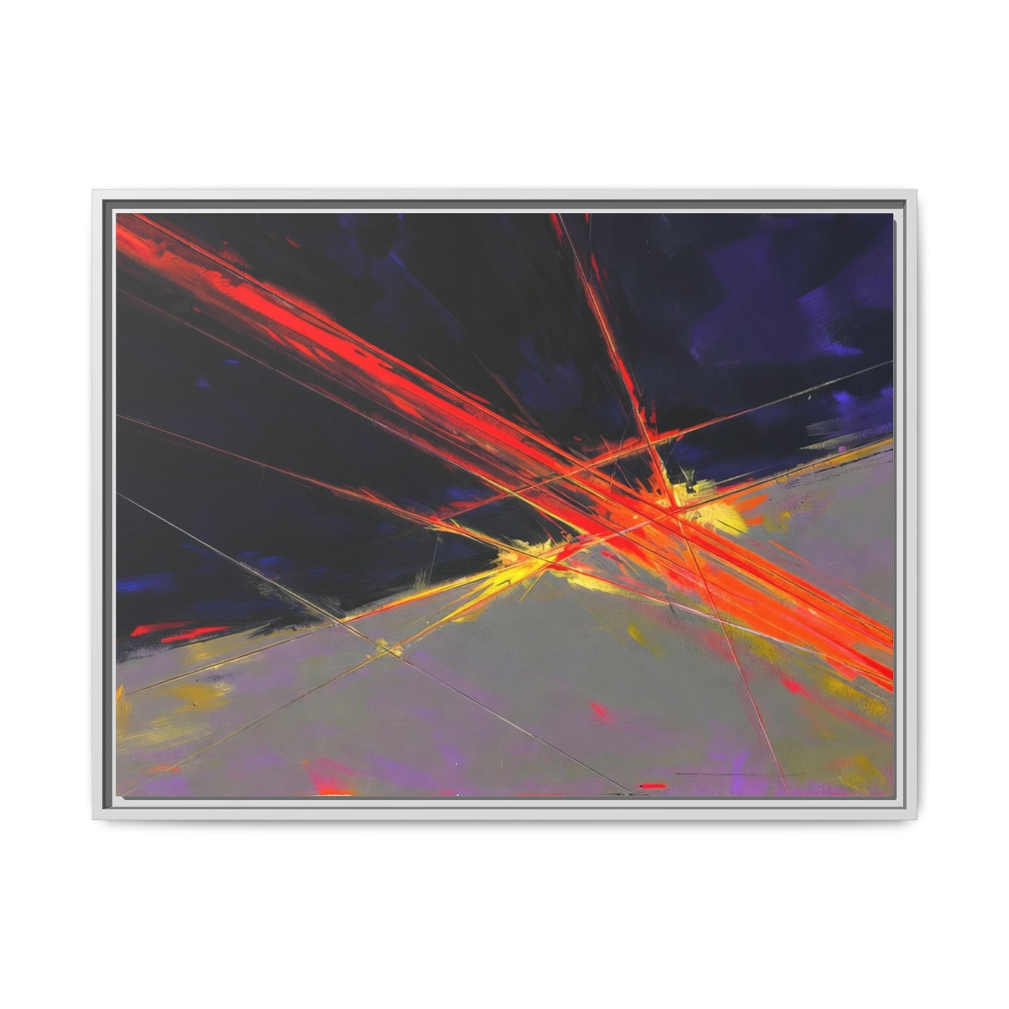 Abstract Red Streaks Framed Matte Canvas Art — Modern Multi‑Color Wall Decor