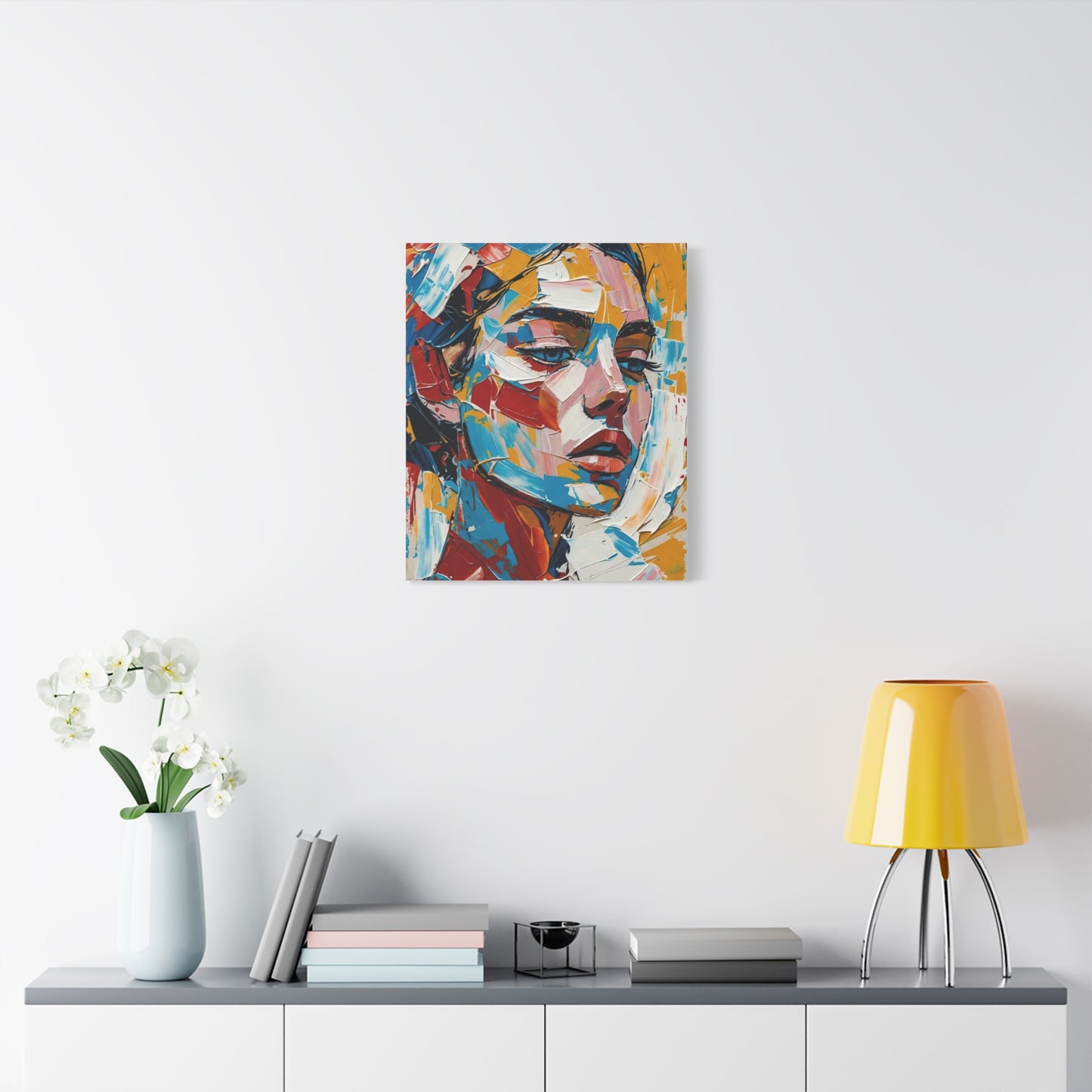 Abstract Colorful Portrait Matte Canvas Print — Modern Stretched Wall Art