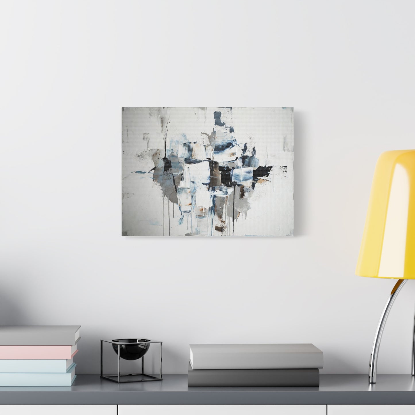 Abstract Blue & Gray Canvas Wall Art — Stretched Matte Canvas