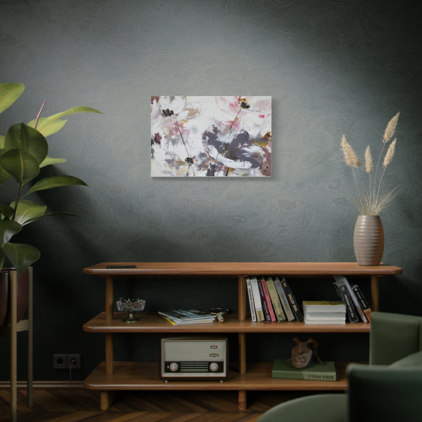 Abstract Floral Canvas Wall Art — Soft Neutral Blossoms Matte Stretched Canvas