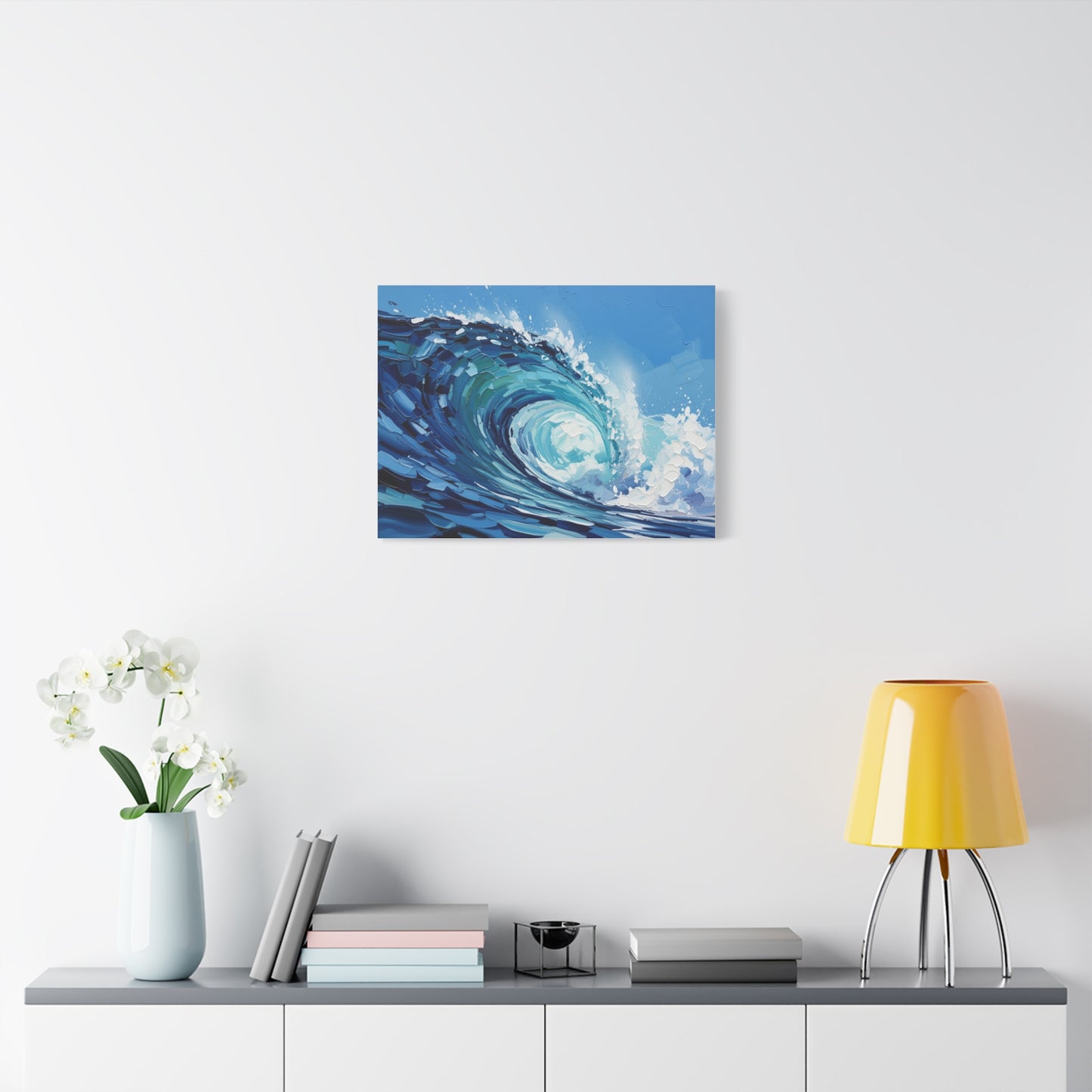 Ocean Wave Matte Canvas Wall Art — Blue Surf Wave Painting, Stretched 1.25"