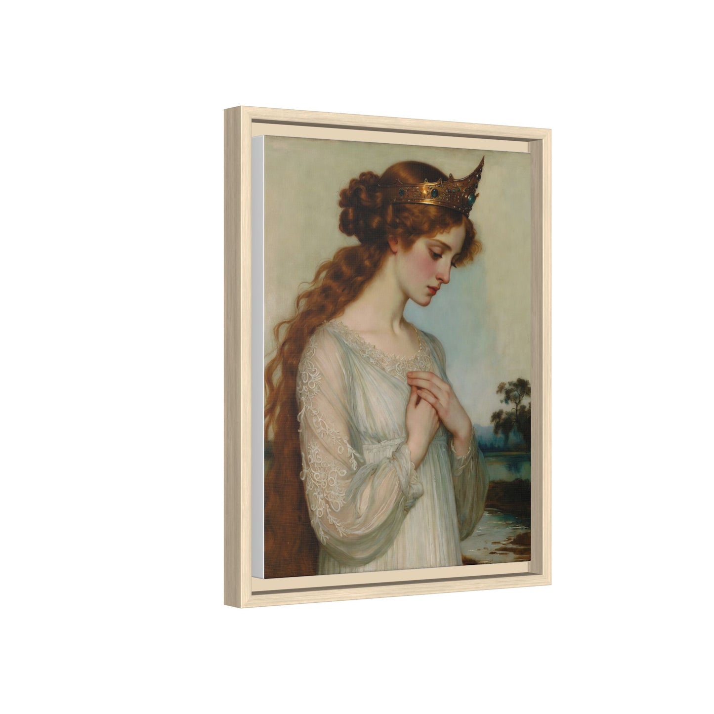 Framed Matte Canvas Print — Vintage Pre-Raphaelite Princess Portrait