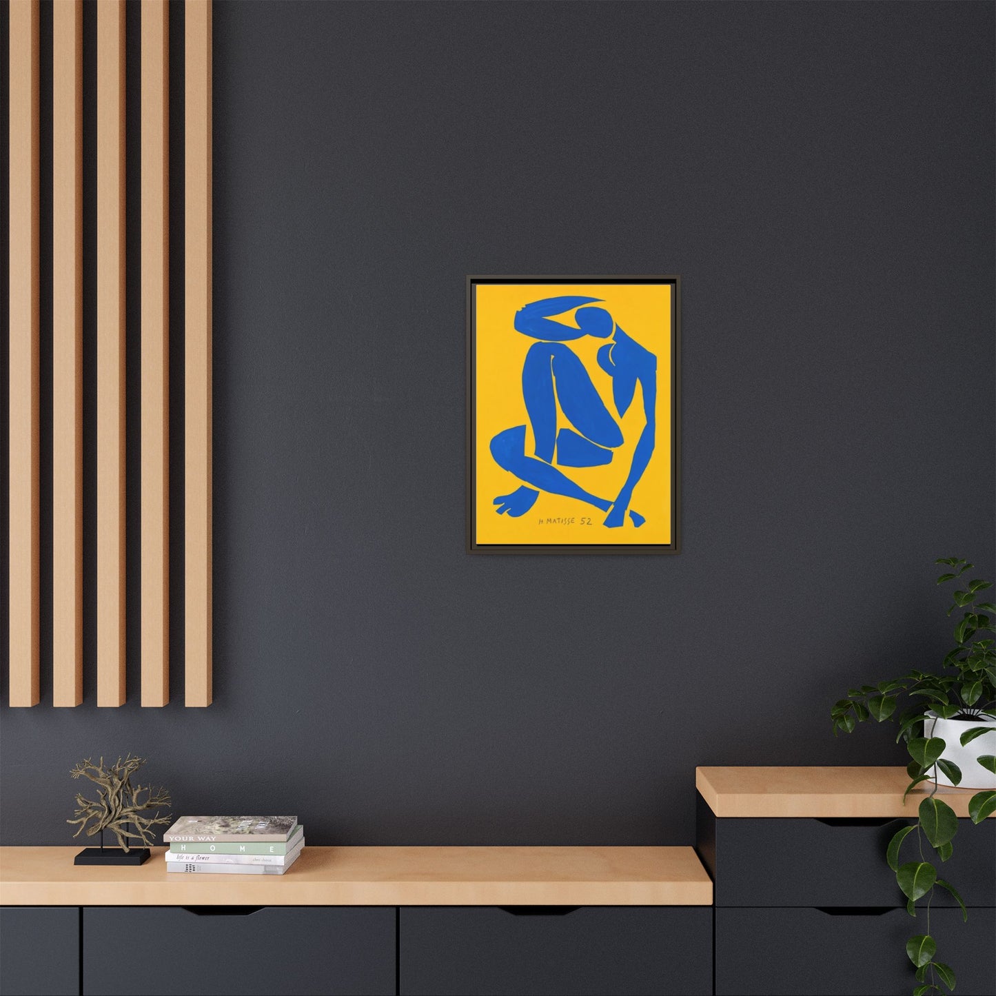 Abstract Blue Nude Matte Canvas Wall Art, Framed