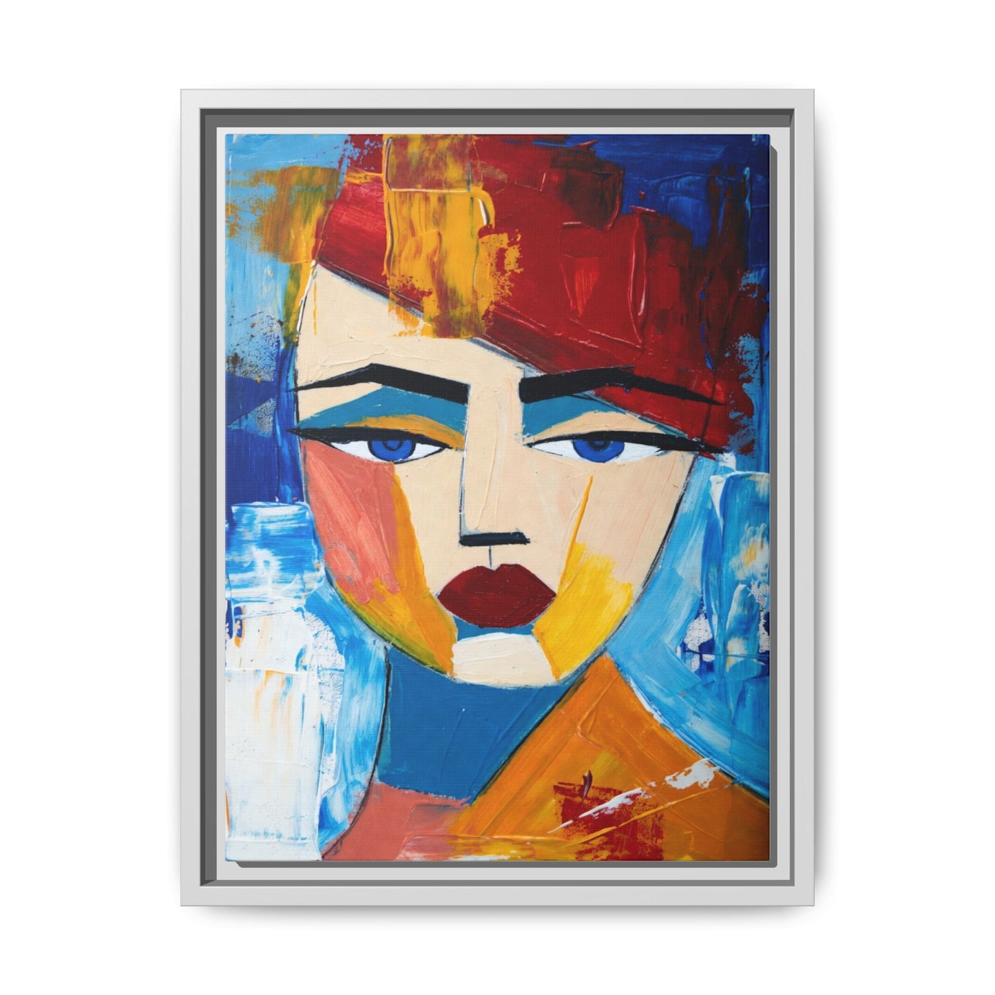 Abstract Colorful Portrait Framed Canvas Art