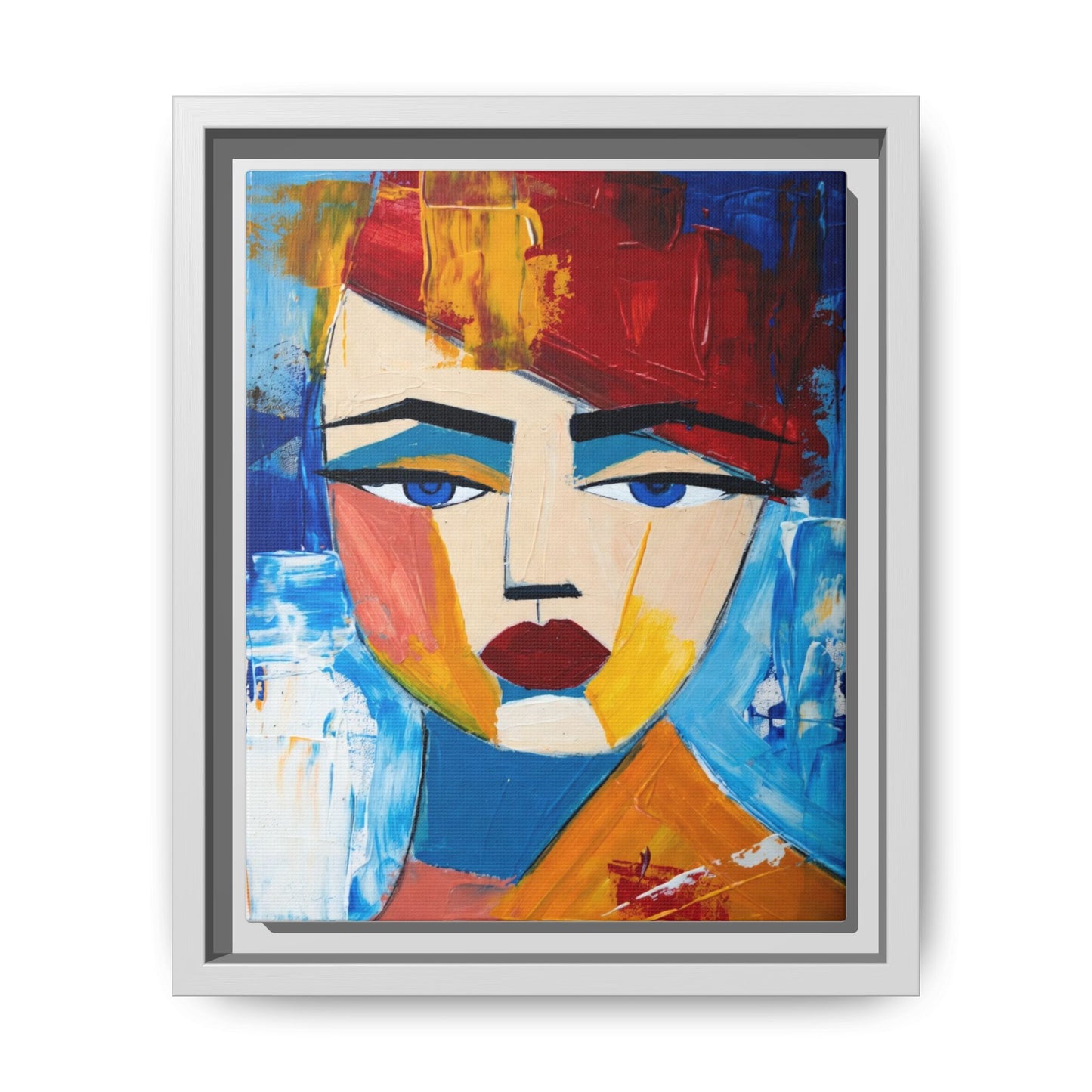 Abstract Colorful Portrait Framed Canvas Art