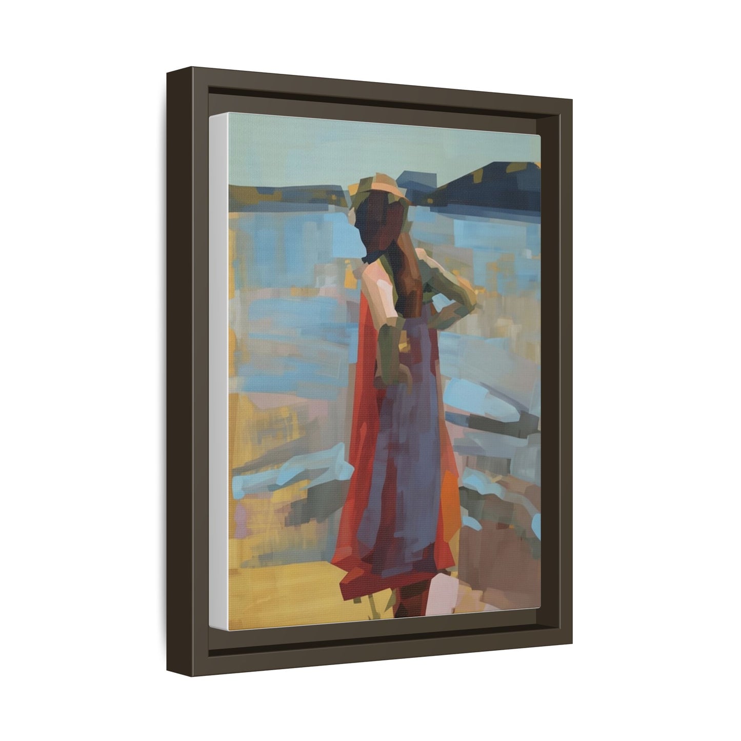 Framed Matte Canvas Print — Coastal Woman Abstract Art