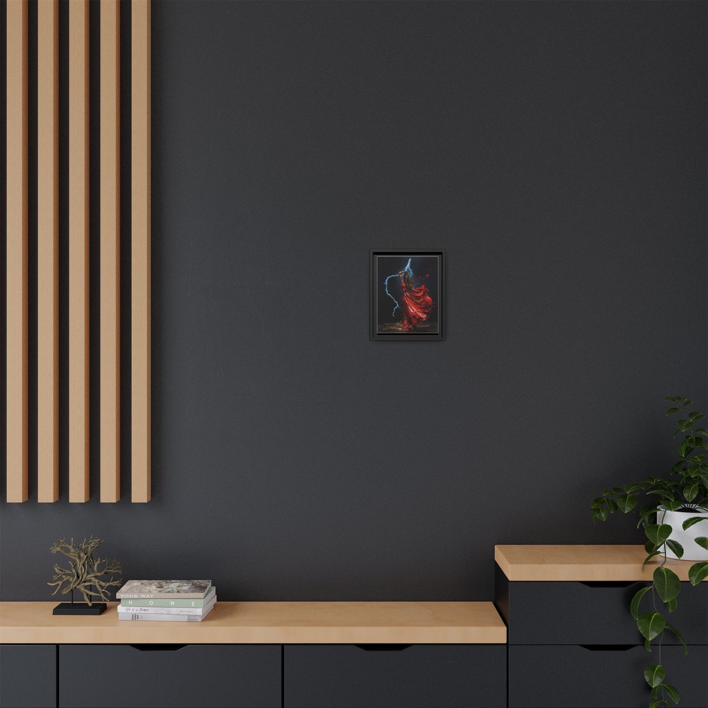 Framed Matte Canvas Print — Red Dancer Lightning Art