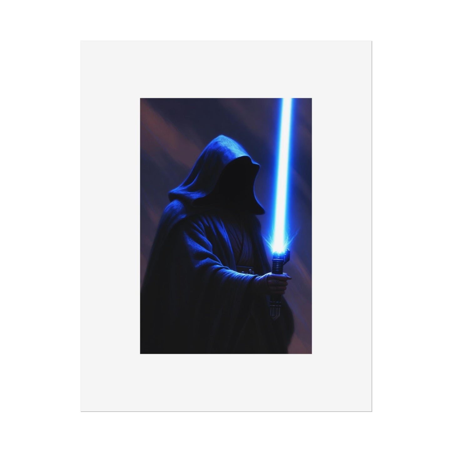 Sci‑Fi Lightsaber Poster — Hooded Jedi Warrior Wall Art (Rolled Poster)