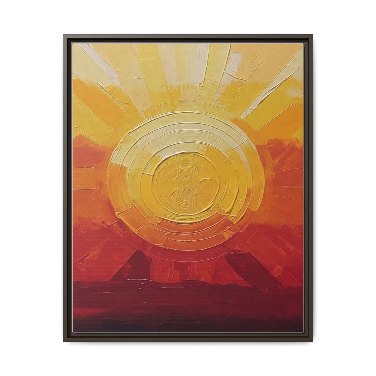 Sunburst Abstract Framed Canvas Art — Matte Multi‑Color Wall Print