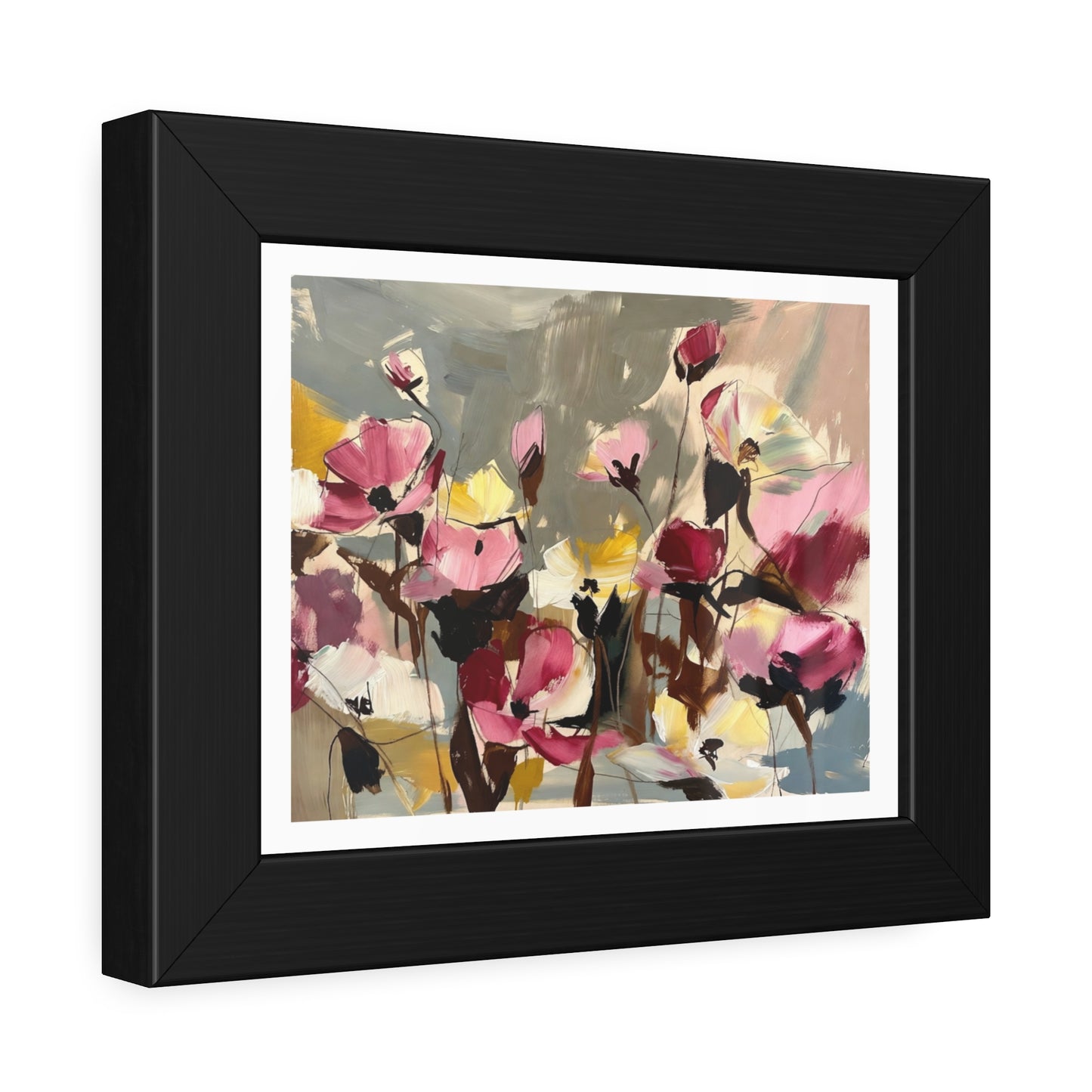 Framed Floral Art Print - Abstract Pink Poppies Poster