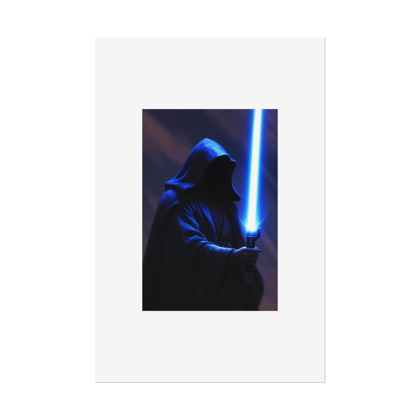 Sci‑Fi Lightsaber Poster — Hooded Jedi Warrior Wall Art (Rolled Poster)