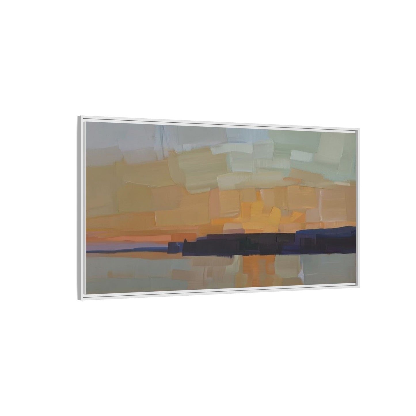 Framed Matte Canvas Sunset Abstract Landscape Art Print