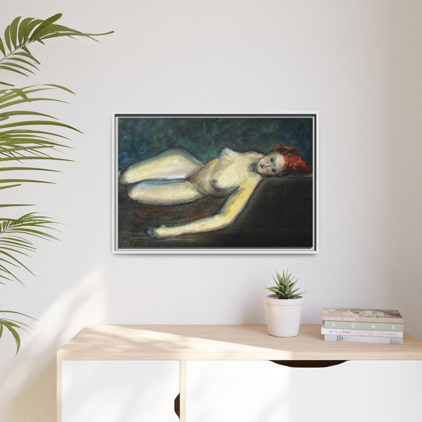Lying nude by Paul Gosselin Framed Matte Canvas Wall Art Print