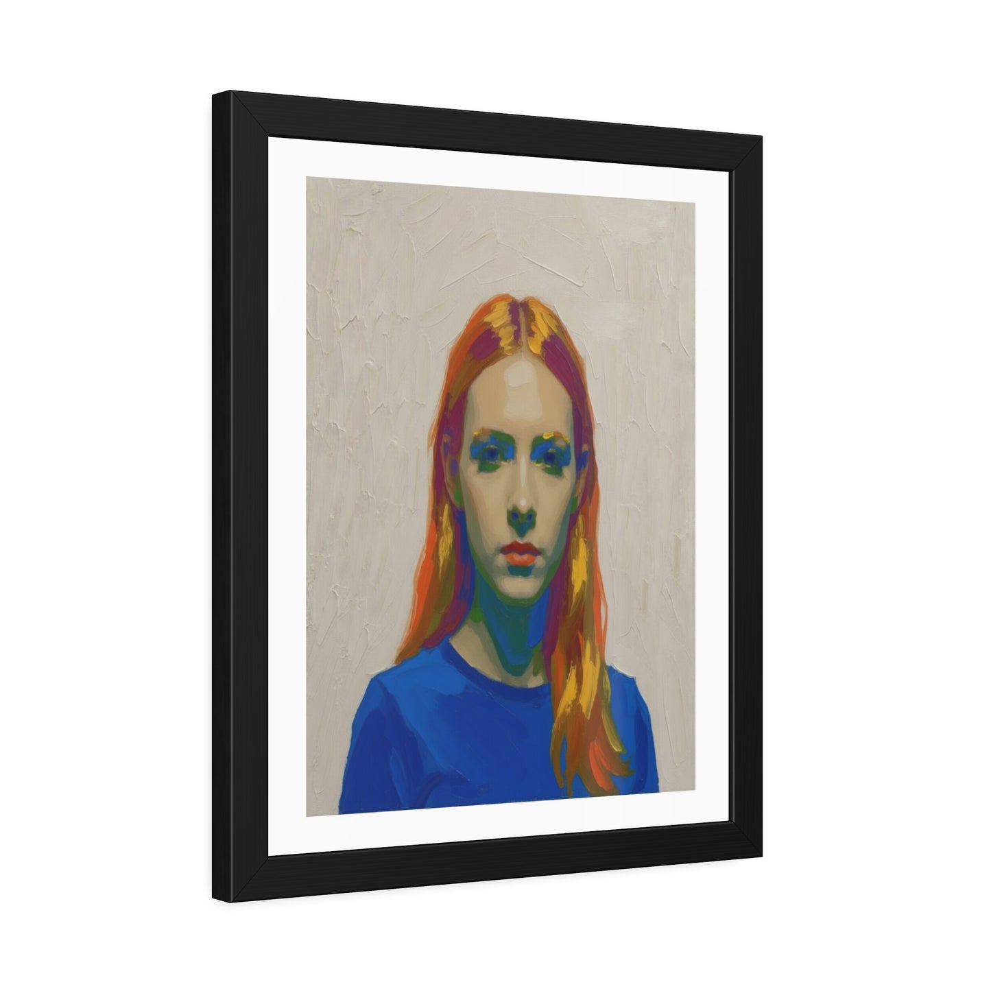 Framed Art Print — Colorful Portrait of Red-Haired Woman, Modern Pop Portrait Wall Art