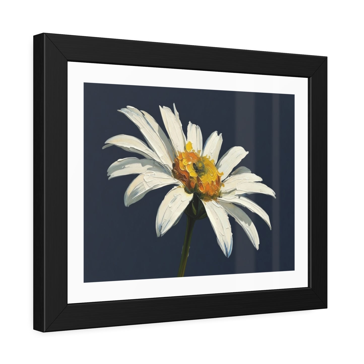 Framed Daisy Art Print — White Daisy Wall Poster in Black Frame
