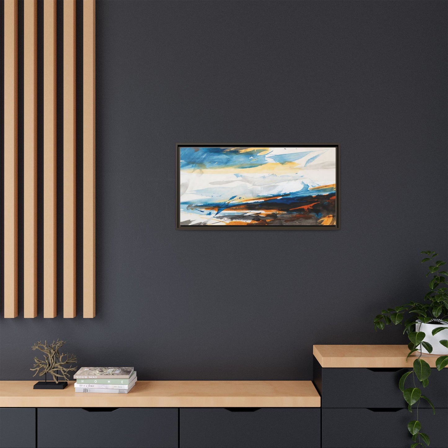 Abstract Coastal Waves Matte Canvas Framed Wall Art