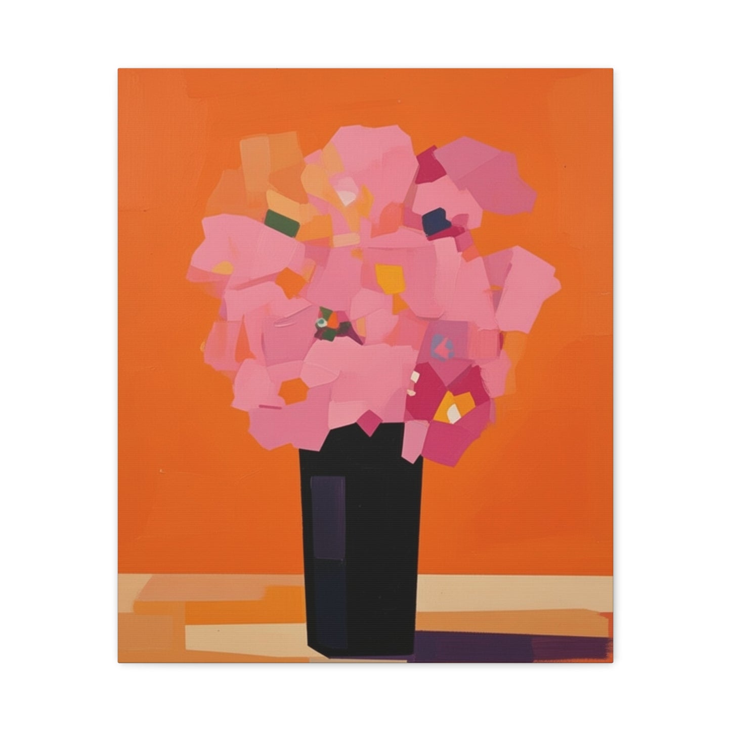 Modern Pink Flowers Canvas Print — Abstract Floral Wall Art