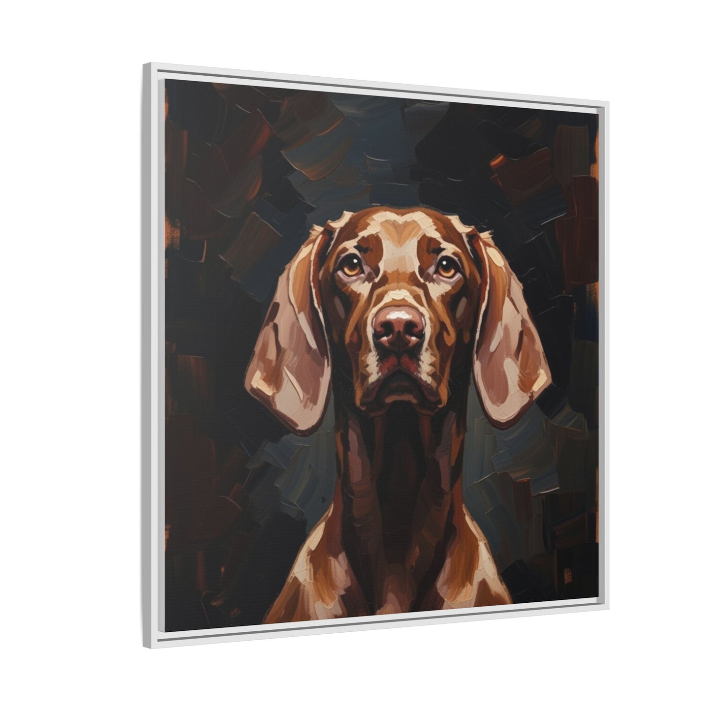 Framed Matte Canvas Dog Portrait – Brown Vizsla Wall Art