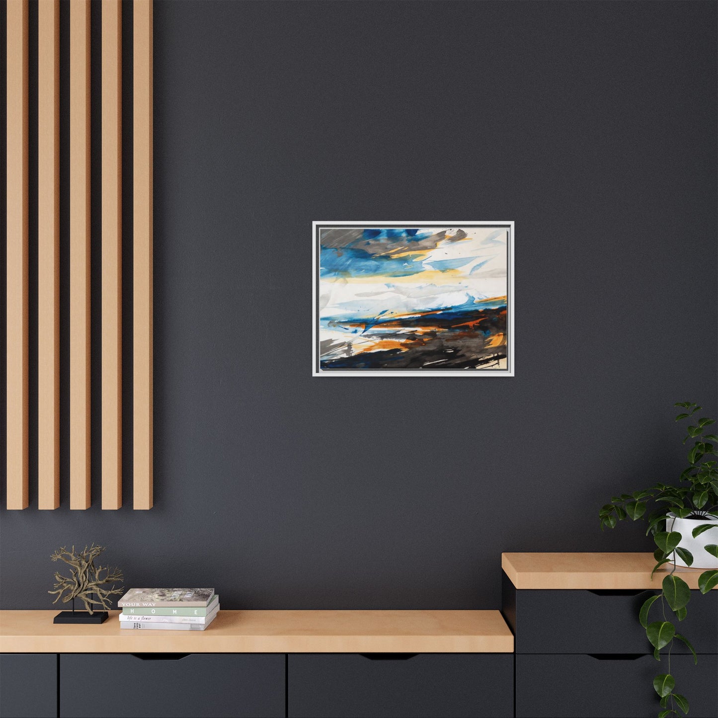 Abstract Coastal Waves Matte Canvas Framed Wall Art