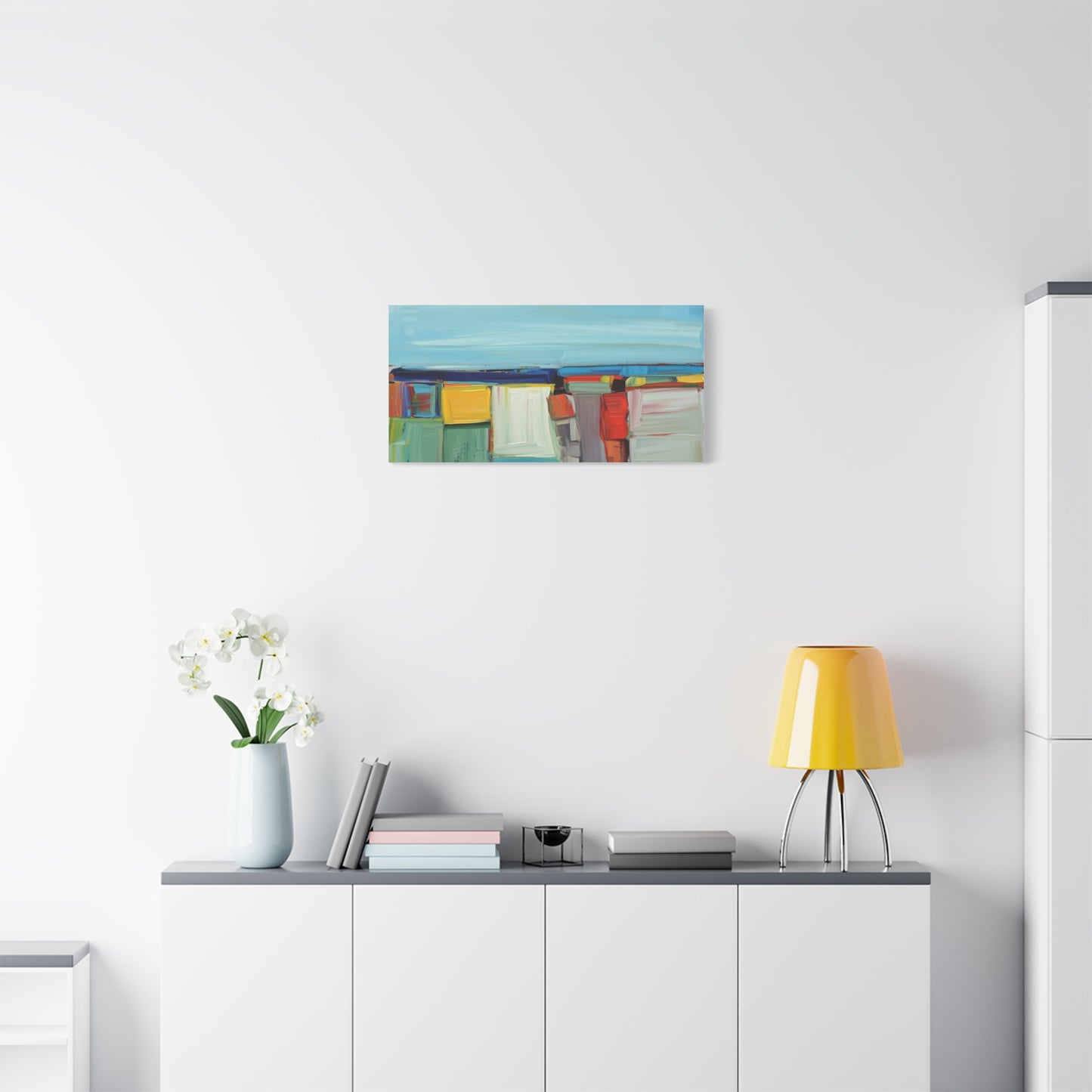 Abstract Coastal Landscape Canvas Print — Colorful Modern Seascape Wall Art