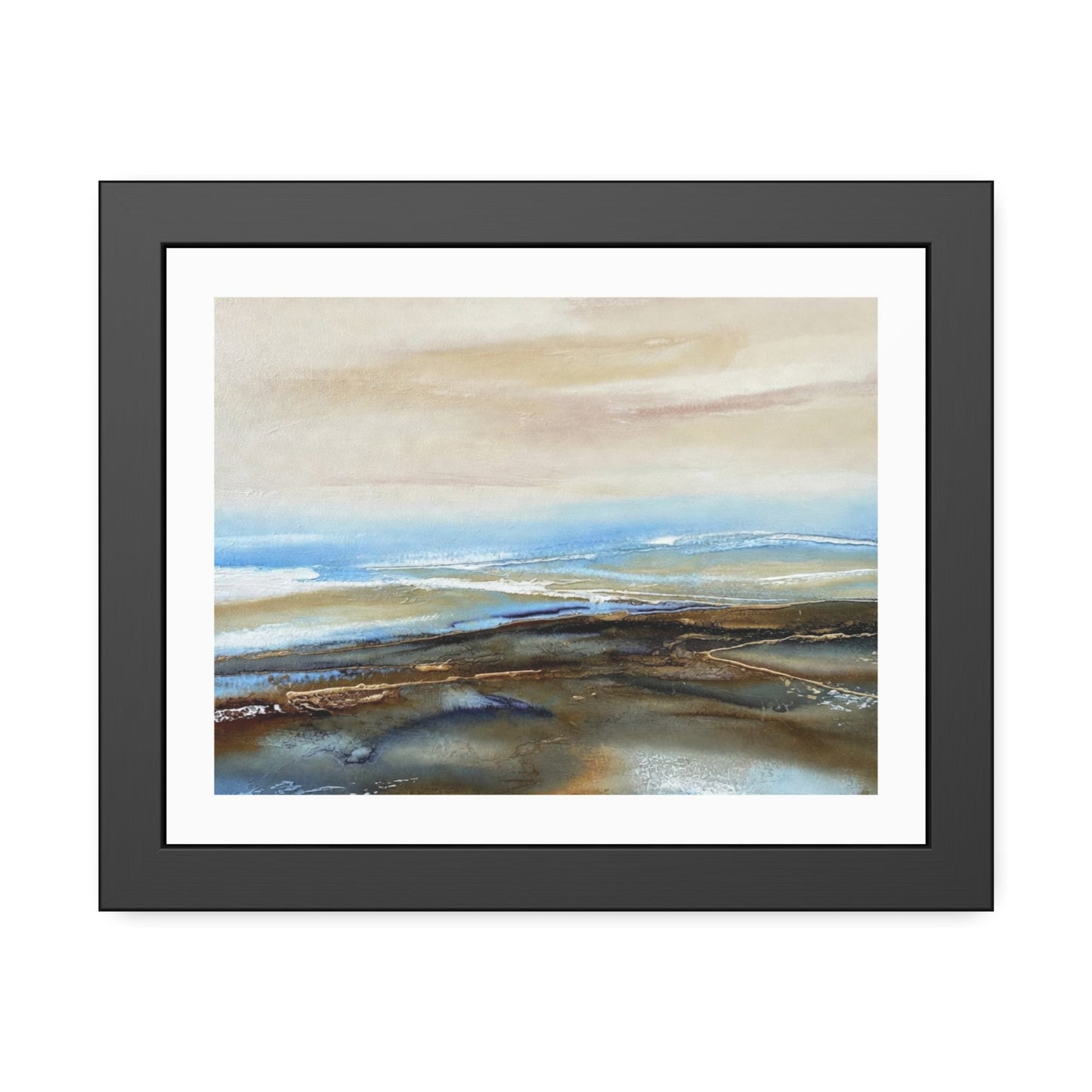 Framed Paper Poster — Abstract Coastal Watercolor Landscape Print