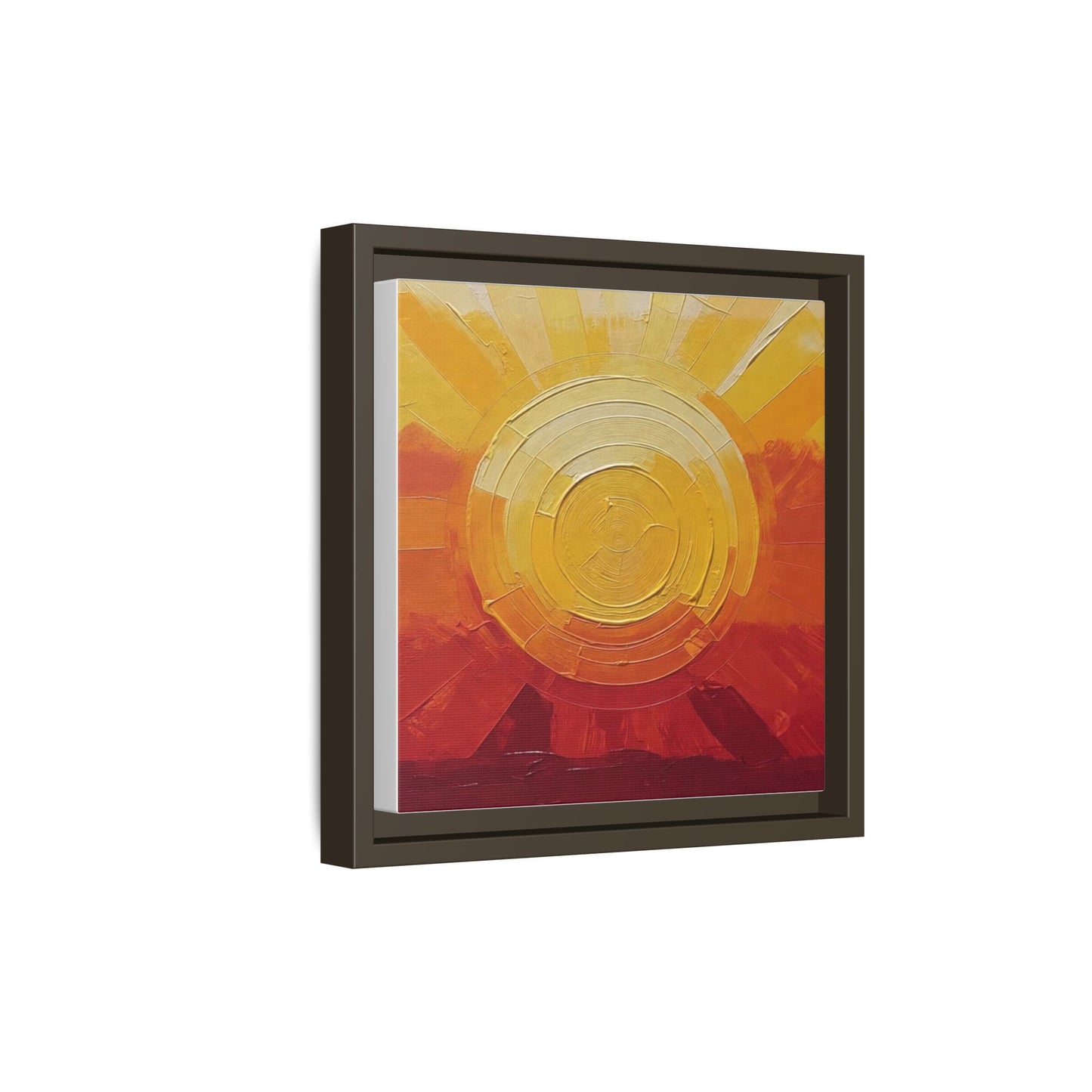 Sunburst Abstract Framed Canvas Art — Matte Multi‑Color Wall Print