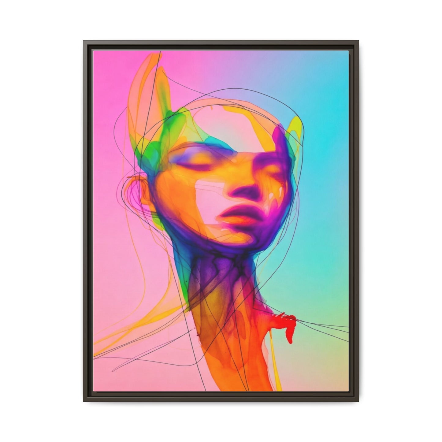 Framed Matte Canvas Art — Vibrant Abstract Portrait Wall Print