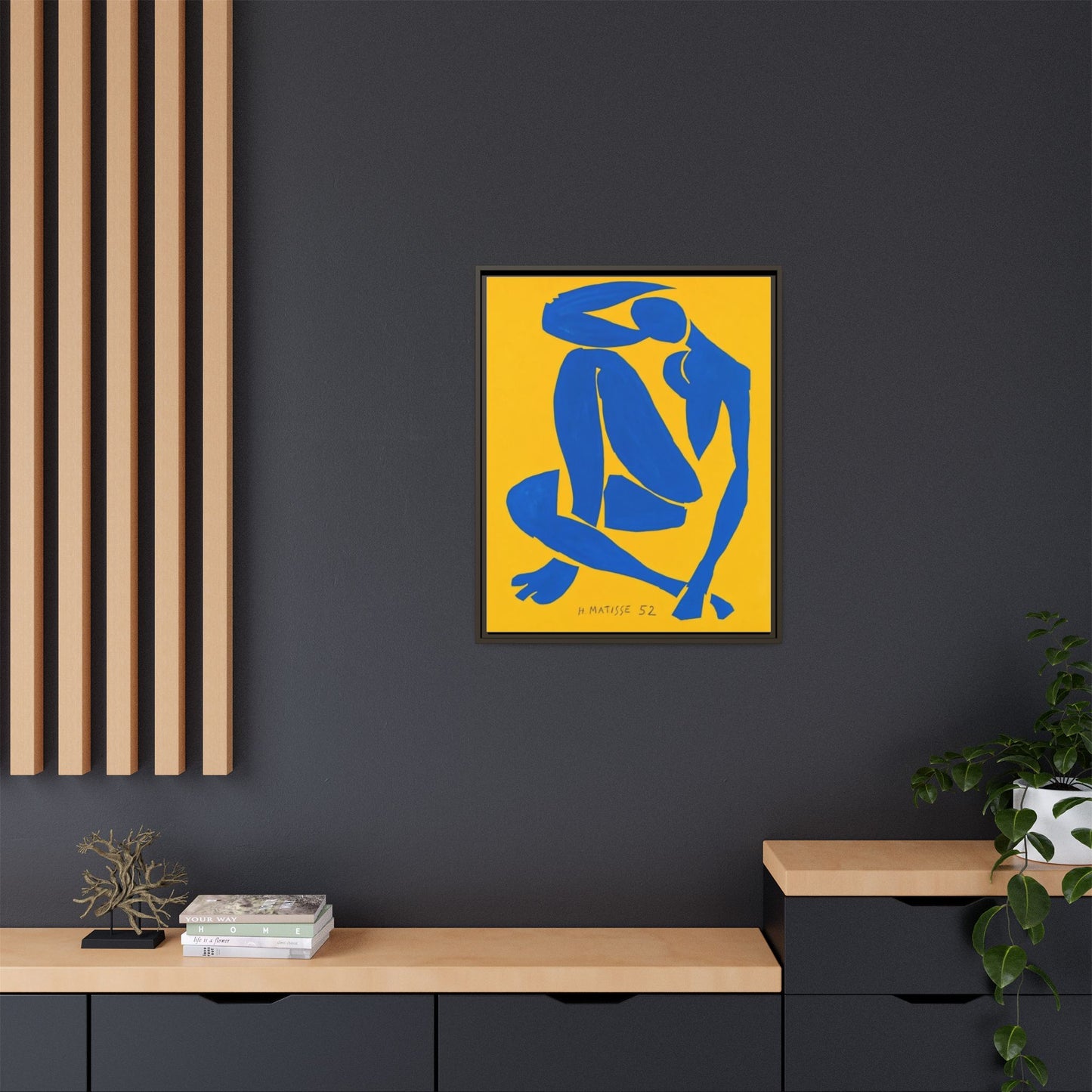 Abstract Blue Nude Matte Canvas Wall Art, Framed