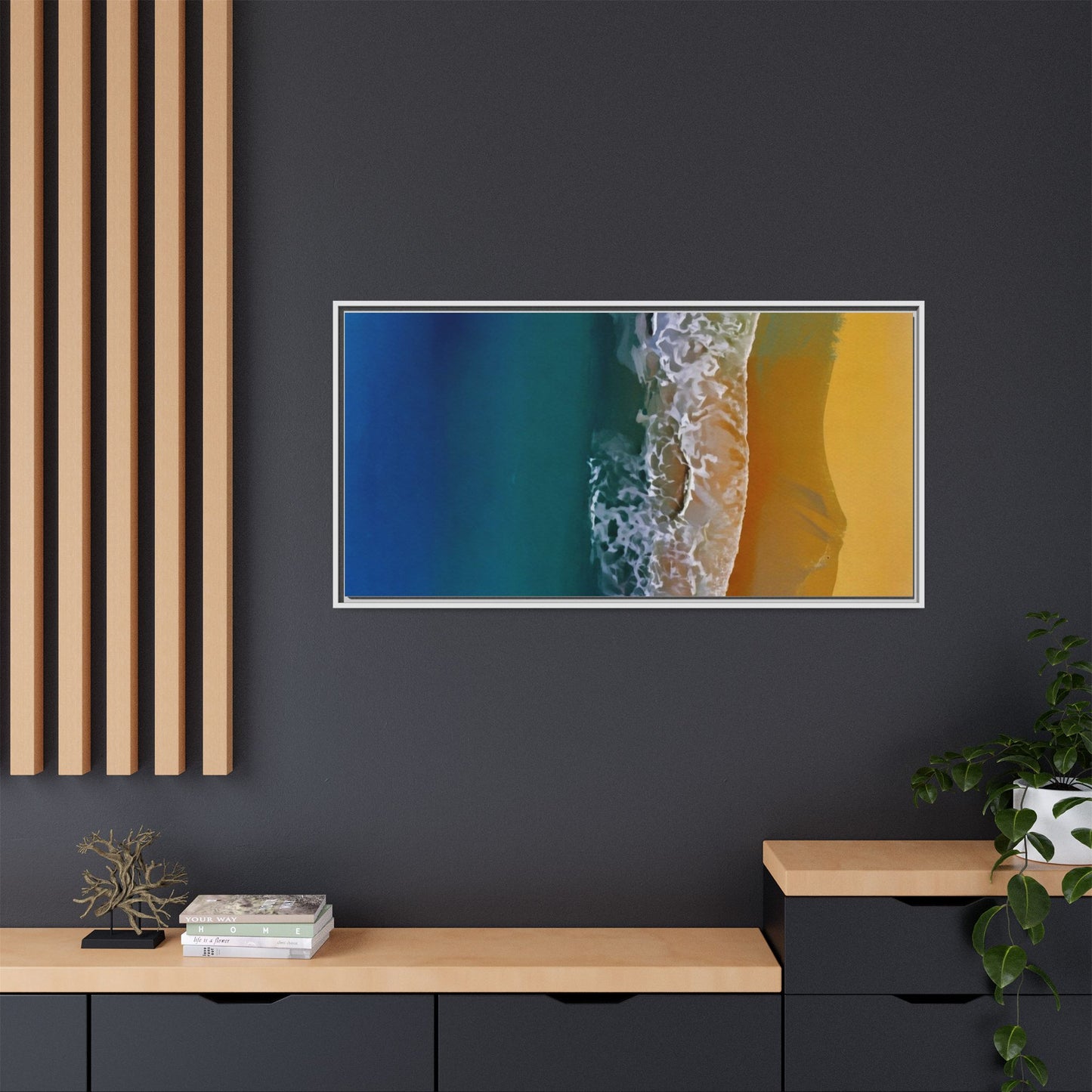 Framed Matte Canvas Seascape Print – Coastal Waves Wall Art