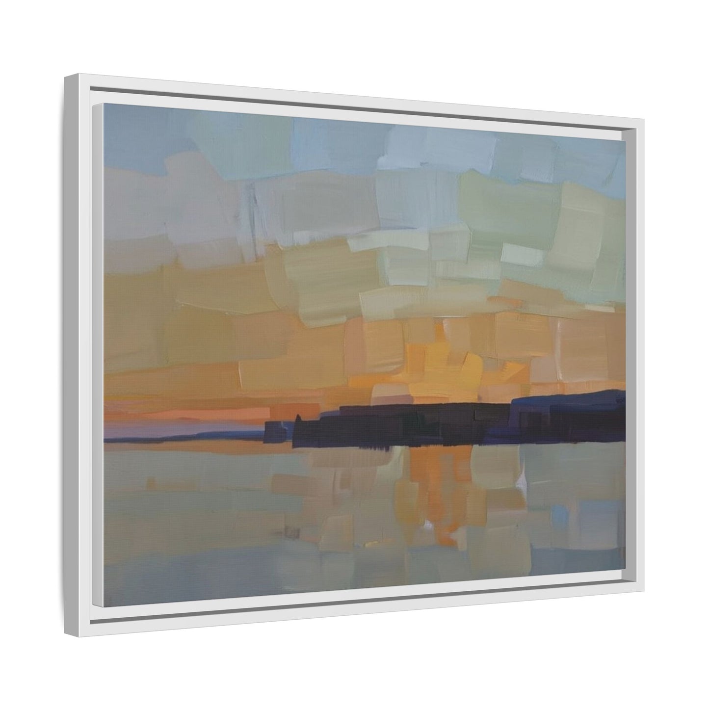 Framed Matte Canvas Sunset Abstract Landscape Art Print