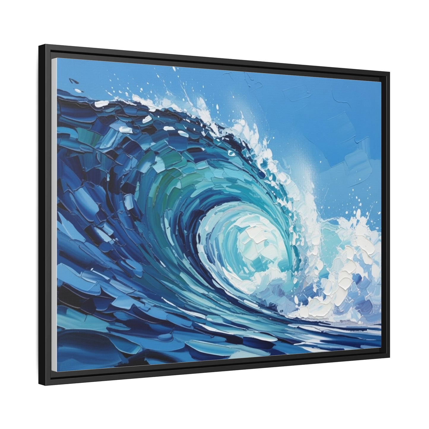Framed Matte Canvas Wave Art — Blue Ocean Surf Wall Decor