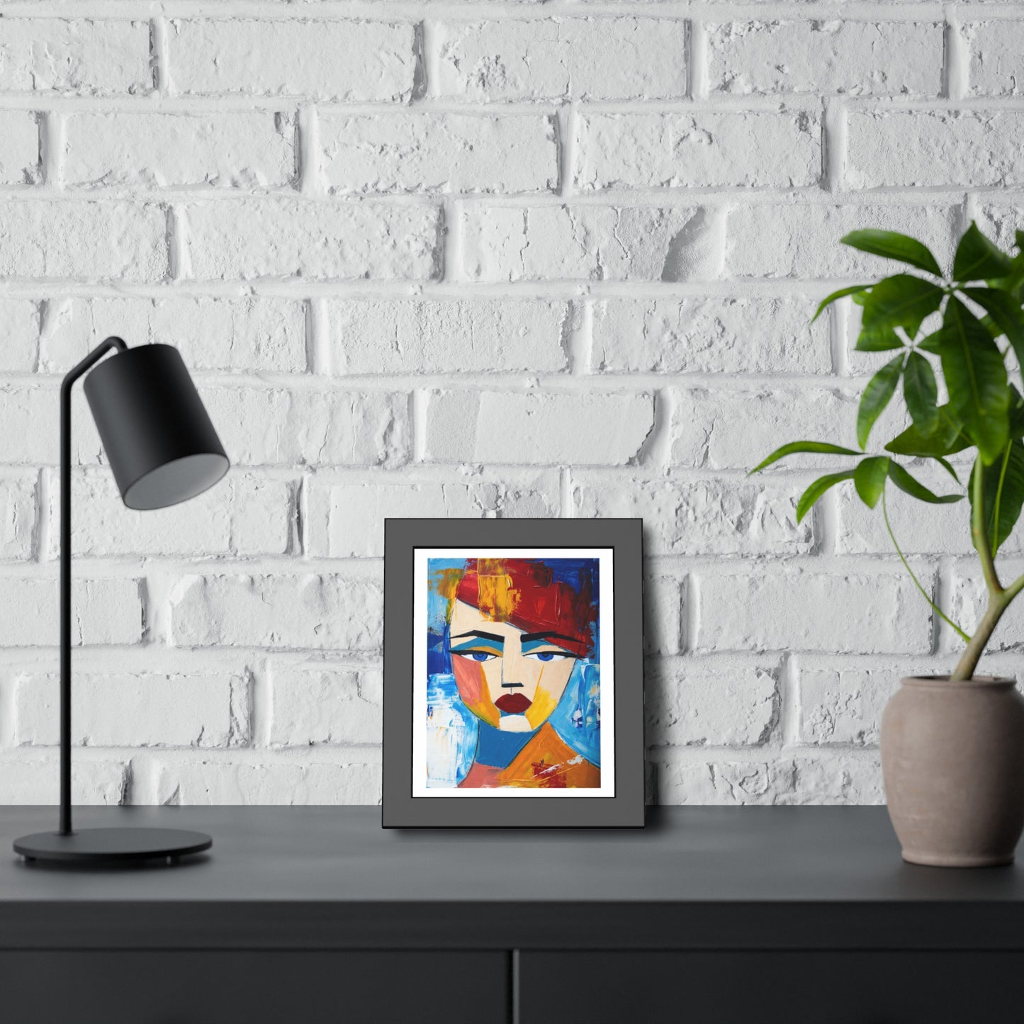 Abstract Colorful Face Framed Poster — Modern Pop Art Wall Print