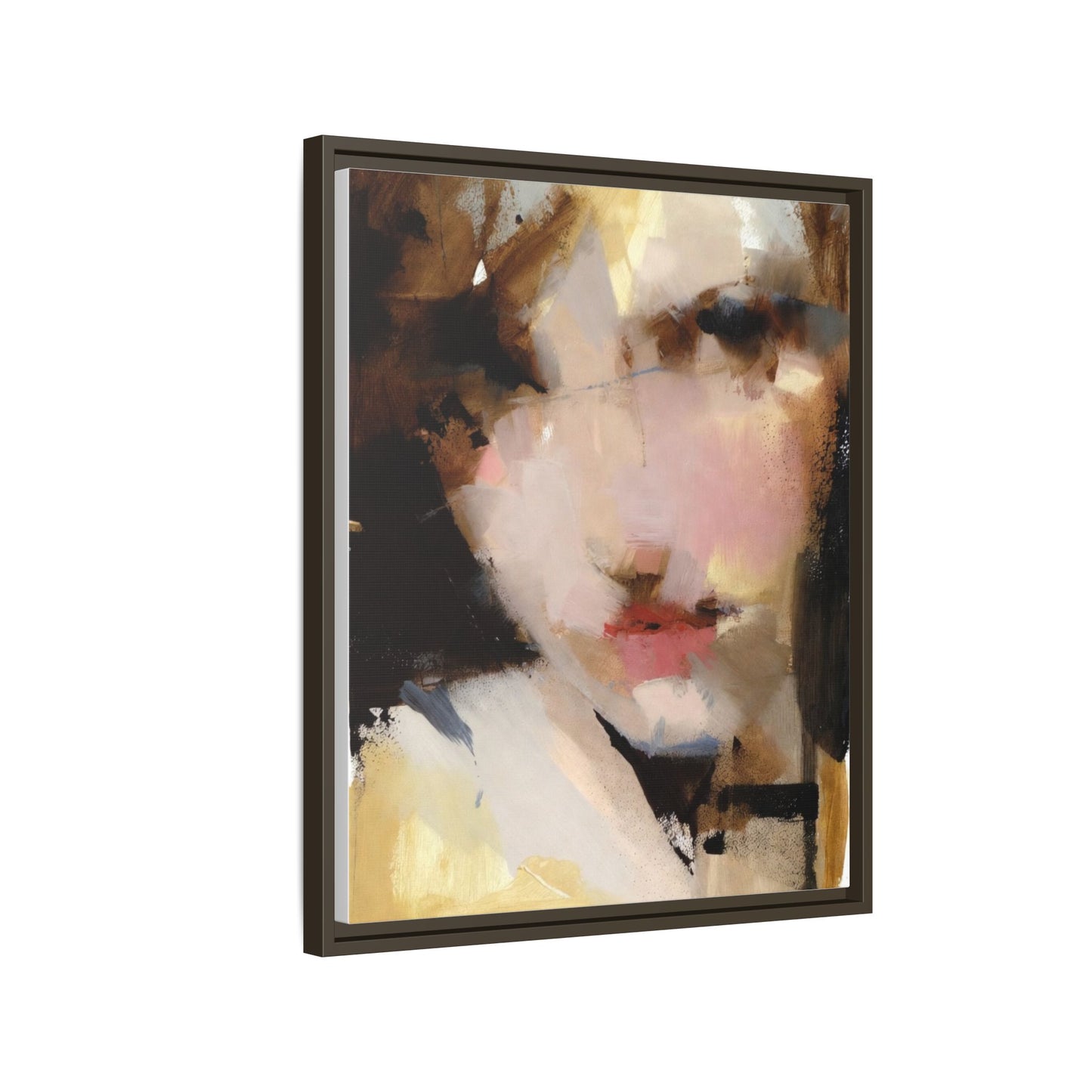 Abstract Portrait Matte Canvas Framed Print — Modern Feminine Wall Art