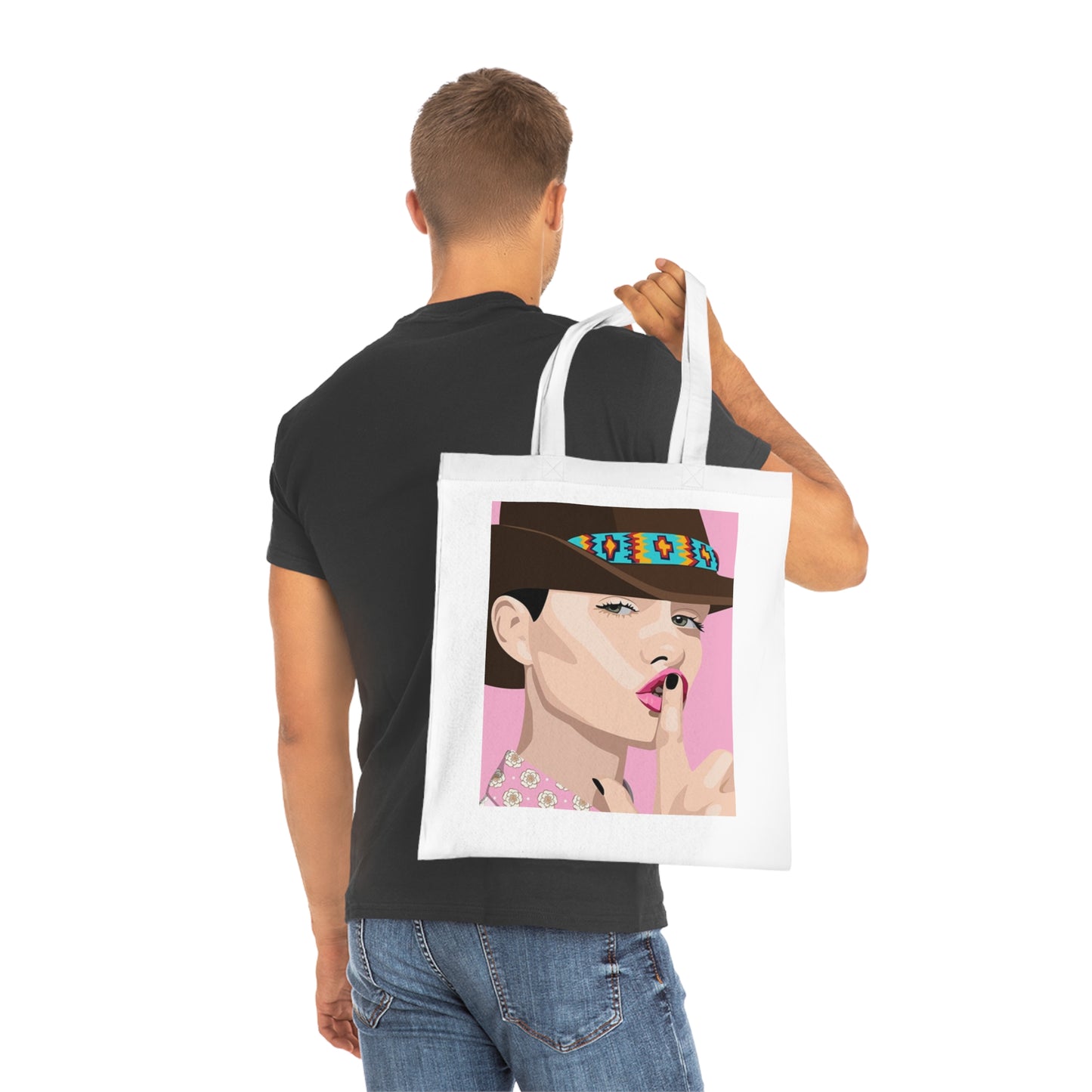 Pop Art Woman Tote Bag — Stylish Retro Portrait Cotton Shopper