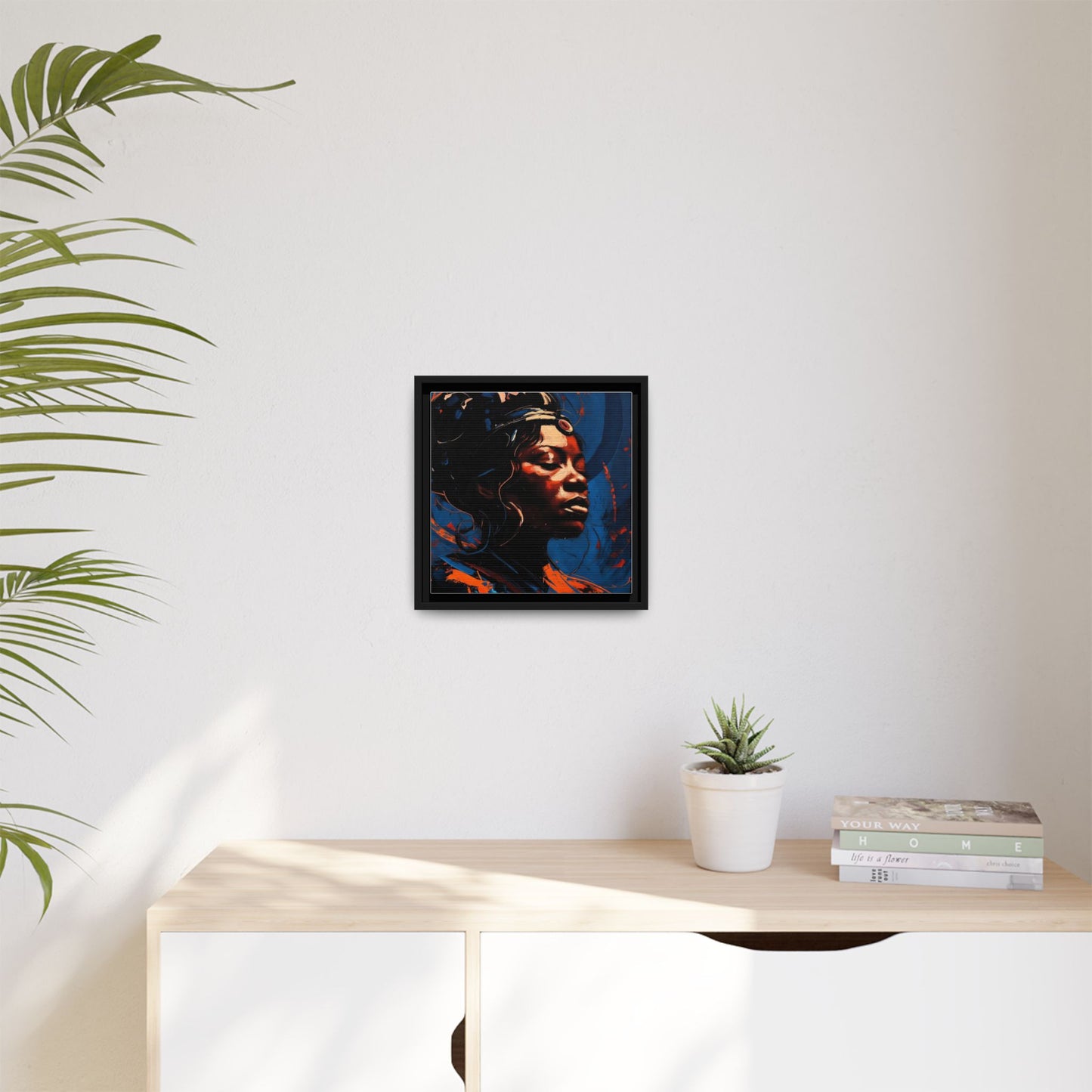 Framed Matte Canvas Art - Vibrant Portrait of a Black Woman (Multi-Color)