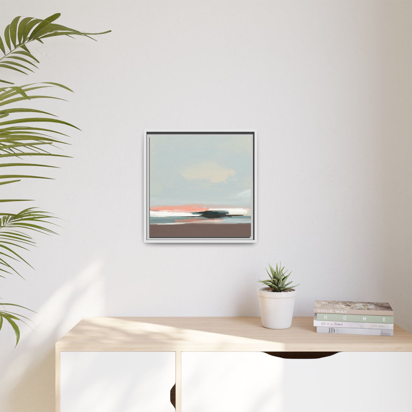 Framed Matte Canvas Print — Soft Coastal Abstract Landscape
