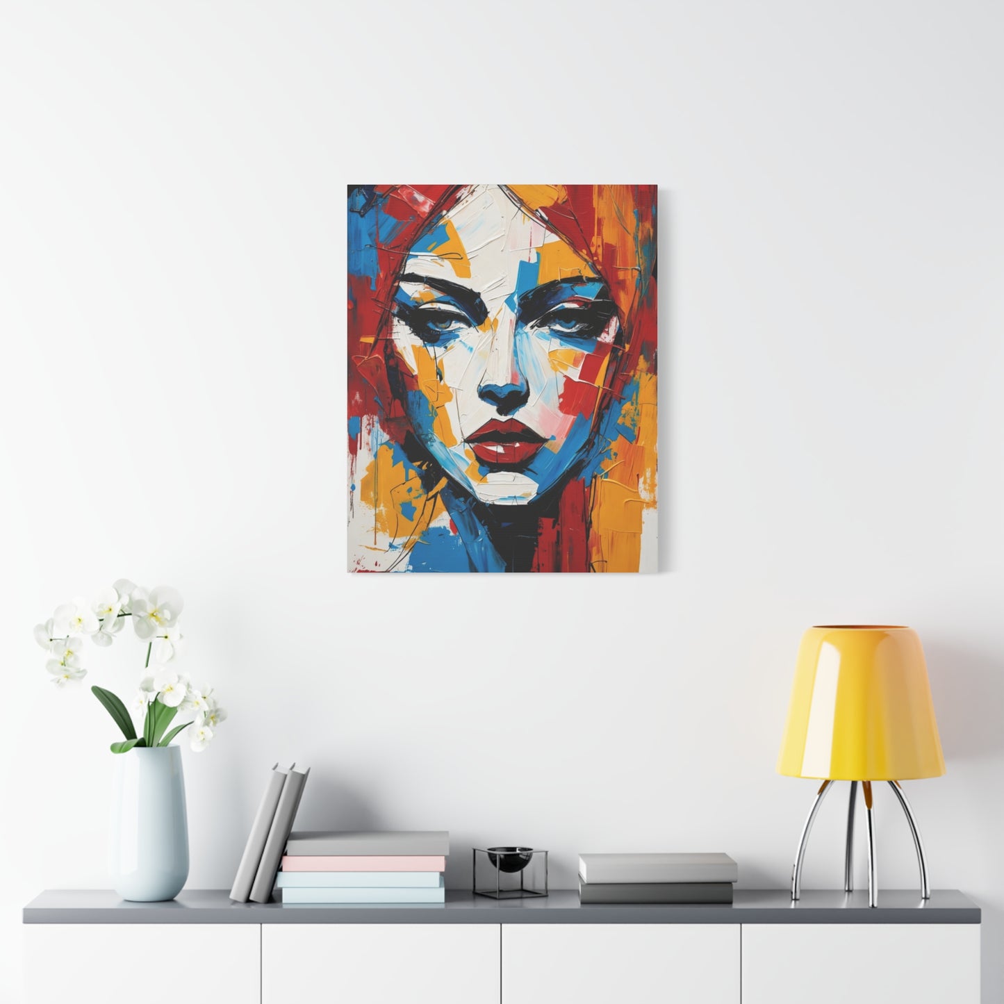 Abstract Portrait Canvas Print — Colorful Modern Woman Wall Art