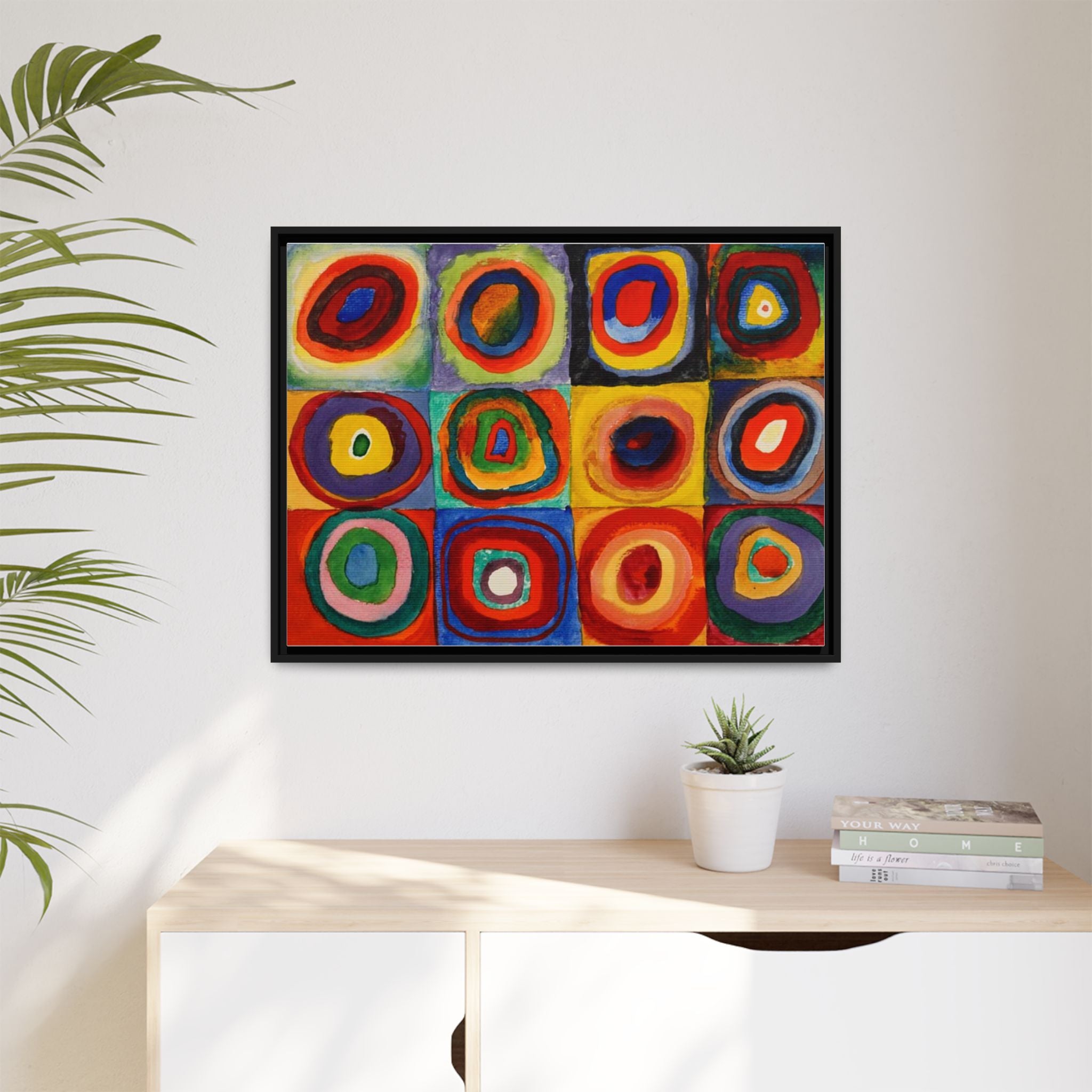 Colour Study, Squares with Concentric Circles by Vassily Kandinsky Framed Abstract Canvas Print