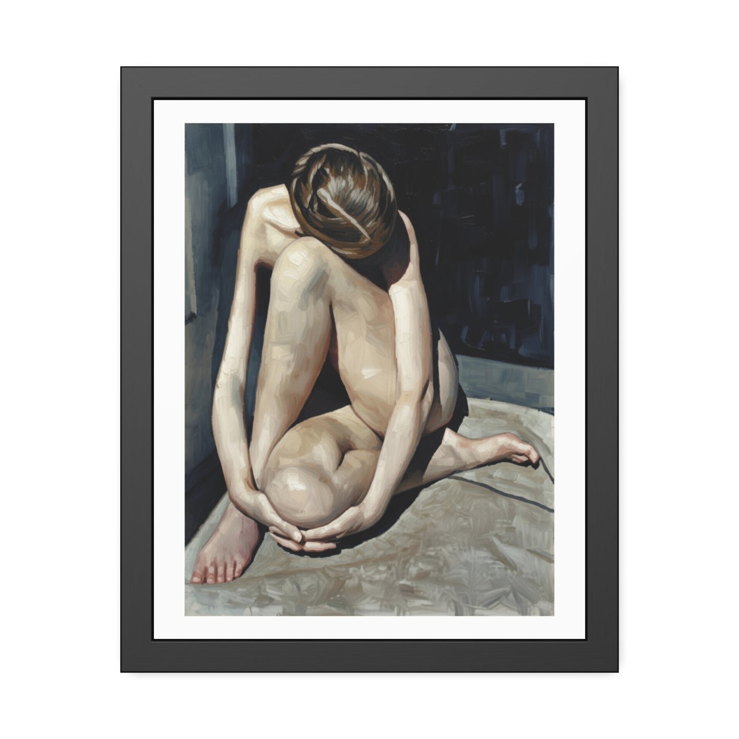 Framed Poster Contemplative Nude Figurative Art Print