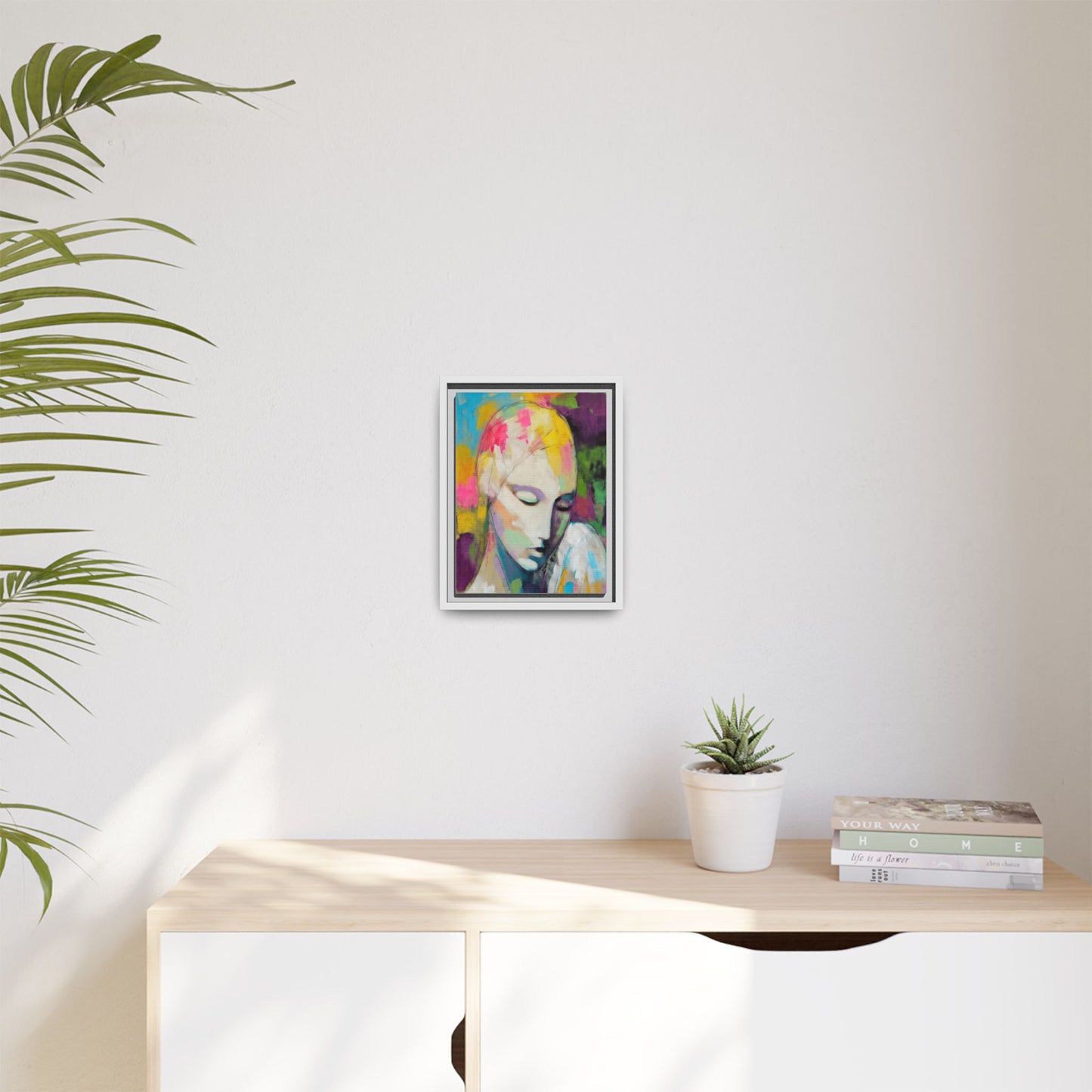 Framed Matte Canvas Art - Colorful Abstract Portrait
