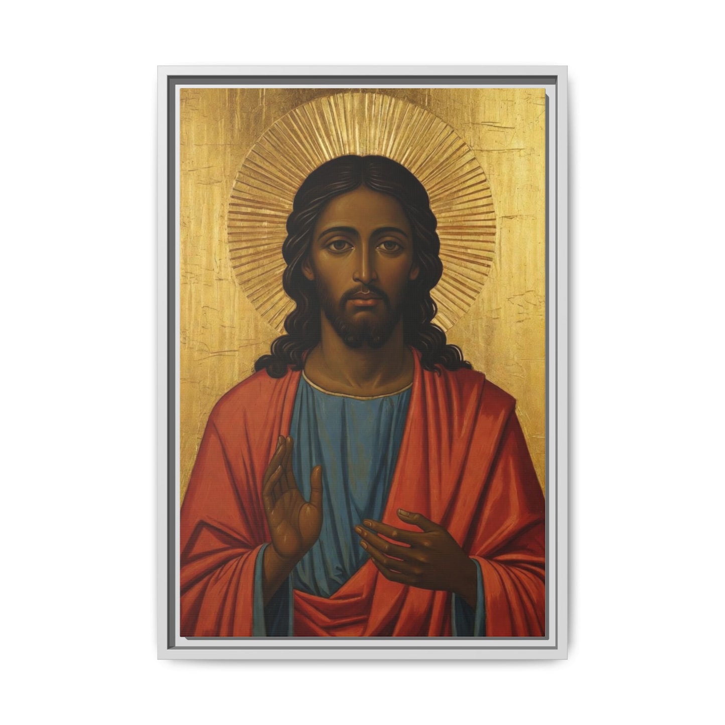 Framed Orthodox Christ Icon Matte Canvas — Religious Wall Art for Home, Church, or Prayer Corner