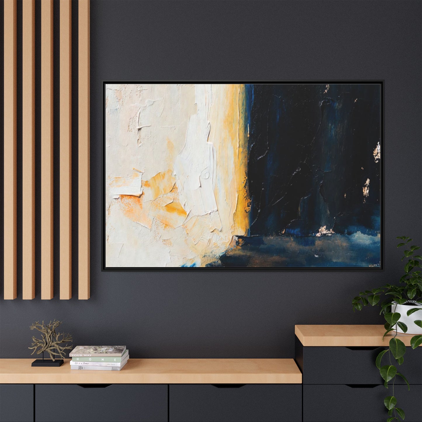 Abstract Coastal Texture Framed Canvas Art — Matte Multi-Color Wall Print