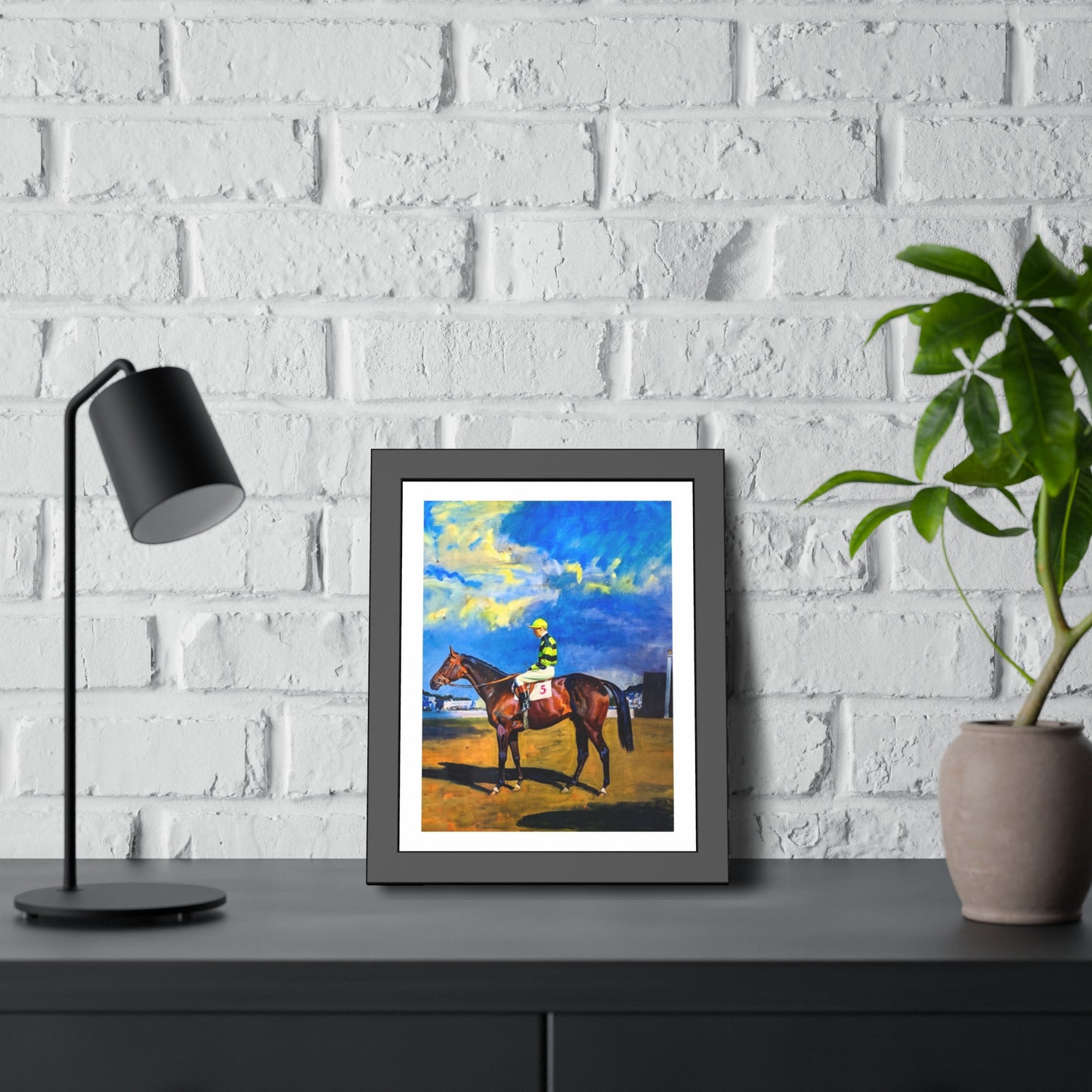 Framed Poster — Vintage Racehorse Jockey Art Print