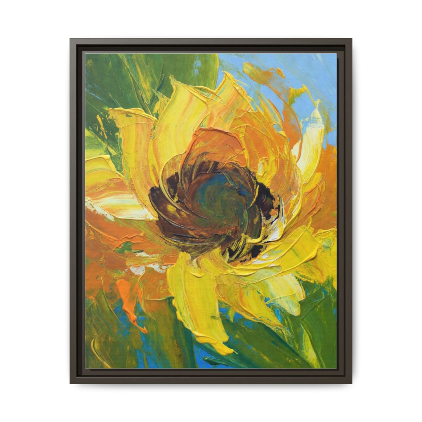 Framed Sunflower Abstract Matte Canvas Print