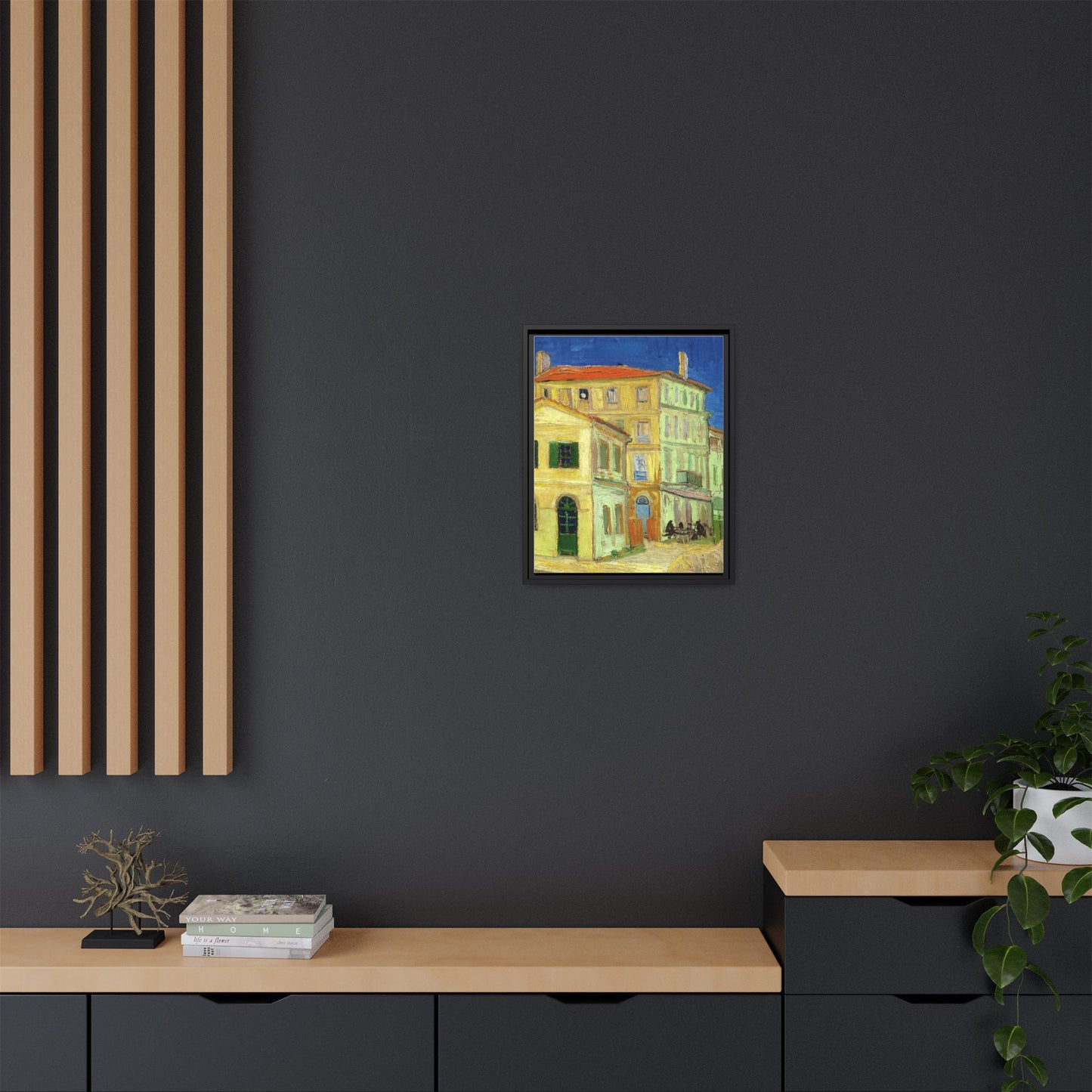 Mediterranean Street Scene Matte Canvas Framed Wall Art