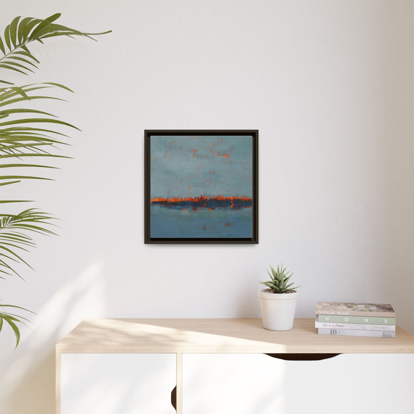 Framed Canvas Art — Teal & Orange Abstract Seascape