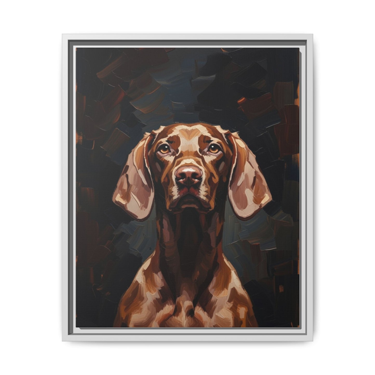 Framed Matte Canvas Dog Portrait – Brown Vizsla Wall Art