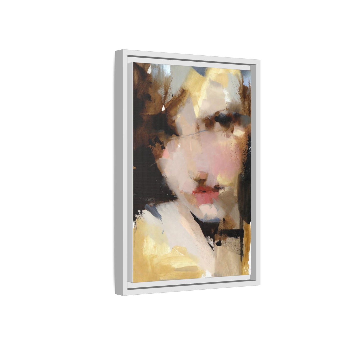 Abstract Portrait Matte Canvas Framed Print — Modern Feminine Wall Art